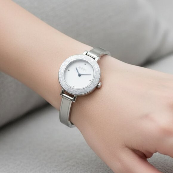 Coach Accessories - Coach Bridgit  Wrist Watch White Patent Leather Silver Stainless Steel Y2k 2000s